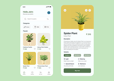 Homeplant UI Design colors design minimal mobie plants typography uiux