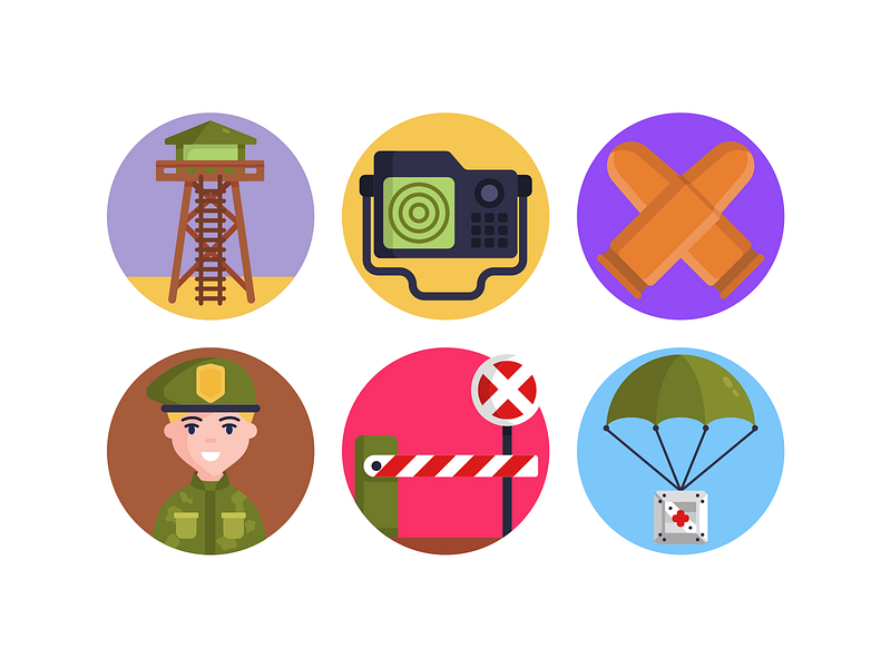 Army Icons aid army bullet coloured icons flat icons icon icons icons pack military parachute vector vectors