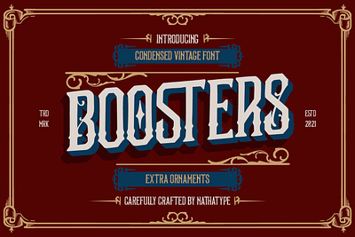 BOOSTERS - Modern Vintage Font branding design font fonts handlettering illustration lettering logo logo type ornament ornament font typography vintage vintage font