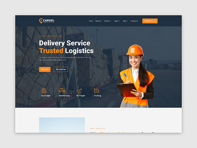 Cargel - Logistic Cargo Elementor Template Kit cargo company courier delivery home page landing page logistic orange service shipping transport trucking ui ux warehouse web design web theme website