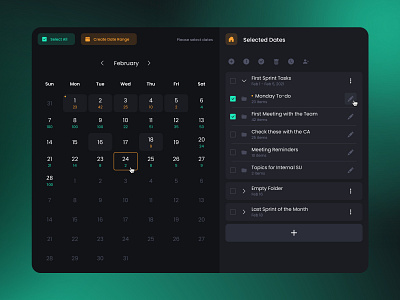 Calendar-Based Task Manager app calendar date range design list makeen tasks management ui ux