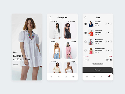 Clothing Store App - More Screens app app design clothing store design ecommerce fashion figma ios minimal mobile online online shopping shop shopping store ui ux women