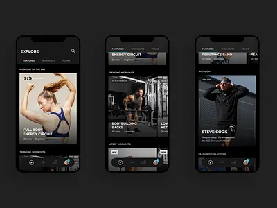 Explore → Gymshark Training app app design design product design ui ux