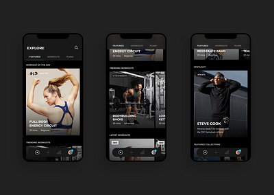 Explore → Gymshark Training app app design design product design ui ux