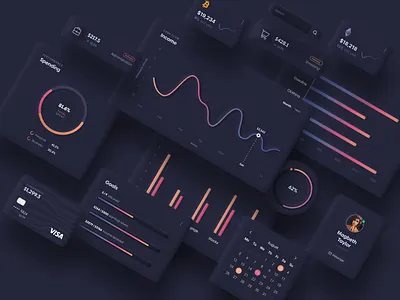 Dark UI Kit Neumorphism Inspired dark neumorphic ui elements dark neumorphic ui kit dark ui kit meris imamovic ui neumorphism dark ui ui elements dark ui kit