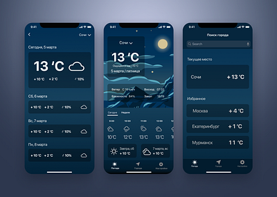 The weather app app dark ios mobile mobile app design mobile design ui visual design weather app widget