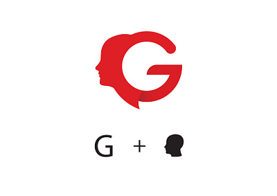 G + face logo advance brain brainstorming branding design face head icon illustration logo red typography vector