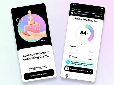 Crypto Savings app bitcoin crypto crypto wallet fintech fintech app gogroconsult new product savings app ui ux ux startups