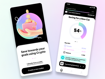 Crypto Savings app bitcoin crypto crypto wallet fintech fintech app gogroconsult new product savings app ui ux ux startups