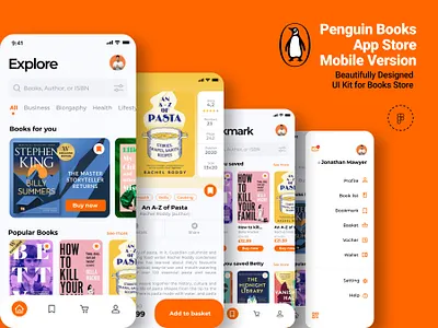 Mobile - Penguin Books App Store Concept apps books branding cover design graphic design illustration logo penguin ui vector