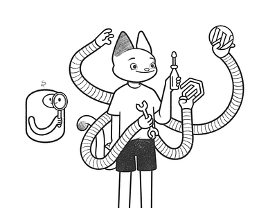 technology lookup black and white boy cartoon cat character design comic concept concept art drawing illustration line minimal monochrome product design robot robots simple ui ux web design