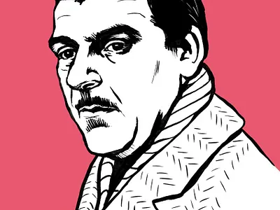 Writer portrait: Serguéi Dovlátov blackandwhite digital illustration literature portrait procreate writer