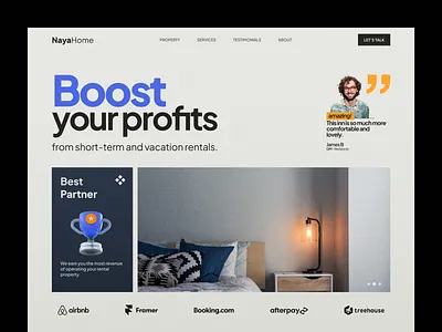 NayaHome - Hospitality Service Partner 3d branding design graphic design hospitality illustration landing page logo property rental services ui website