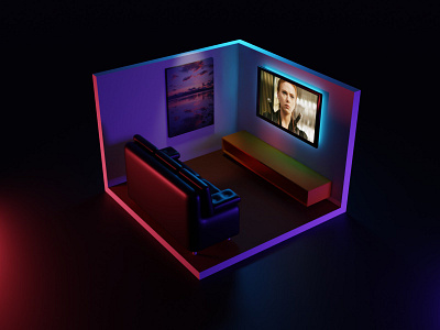 Living Room 3d 3dmodelling blender blender3d blendercommunity blenderrender design illustration ui web