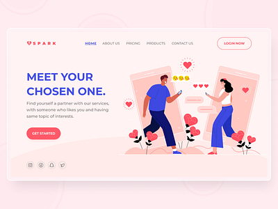 Dating Landing Page Design branding illustration logo ui uidesign uiux webdesign website design