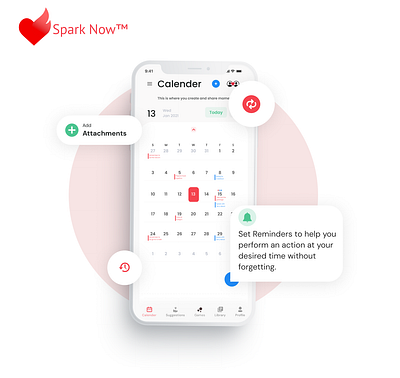 SparkNow app (Calender section) app branding design illustration minimal typography ui ux