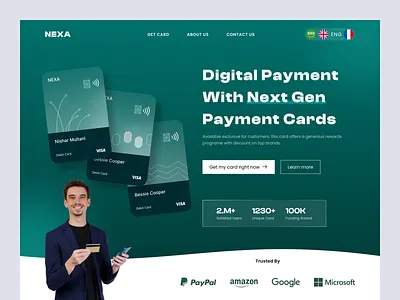 Finance Landing Page | Banking website bank bank card banking business card credit debit digital banking features finance financial fintech landing page money payment ui uiux web website