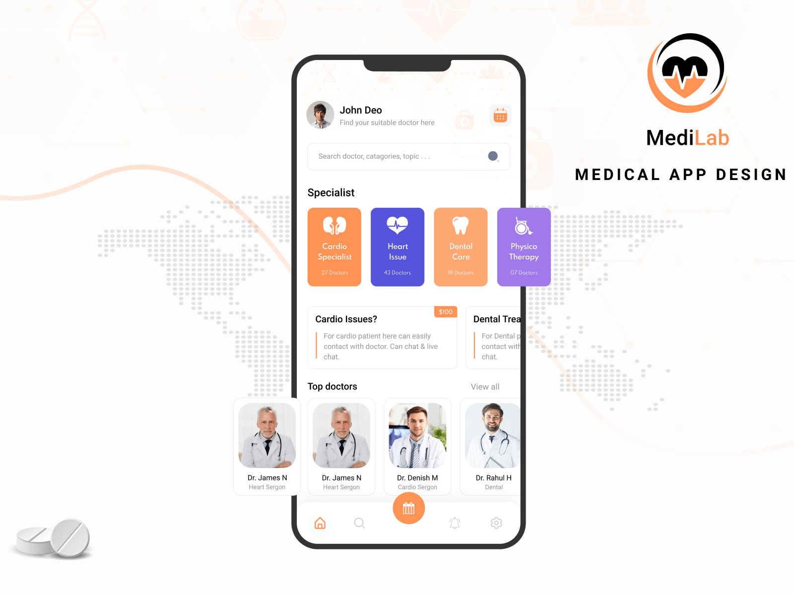 Medical App app branding healthcare illustration landing page logo medical app design minimal uiux ux design vector website website concept