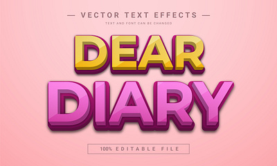 Deae Diary 3D Full Editable Text Effect Mockup Template 3d 3d text branding design graphic design illustration logo text effect vector