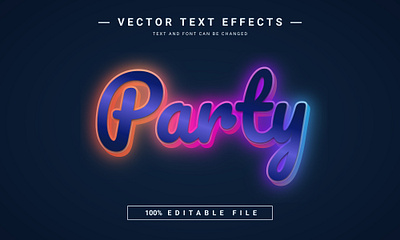 Party 3D Full Editable Text Effect Mockup Template 3d 3d text branding graphic design light neon party text effect vector