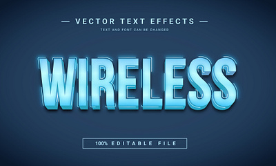 Wireless 3D Full Editable Text Effect Mockup Template 3d 3d text branding graphic design illustration line text effect vector