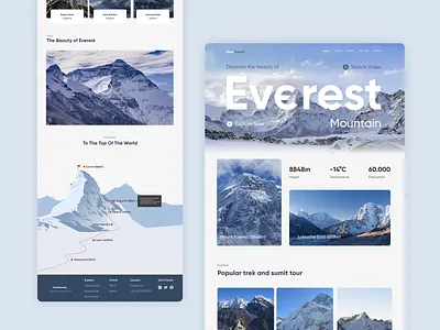 Everest Mountain Landing Page clean landing page clean website discover everest everest mountain everest website hiking hiking landing page hikingwebsite landing page landingpage mountain mountain travel mountain website nepal snow mountain tibet travelling website website design