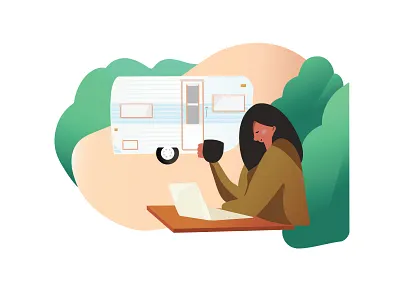 Workin Header Illustration landscape website design website illustration