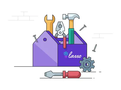 Affiliate marketing tools affiliate branding cog flat gear graphic design hammer illustration lasso marketing screwdriver tool tools ui