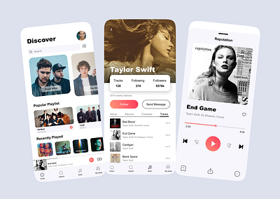 Music Player App artist design media media player mobile music music app music player player playlist song taylor swift track ui uiux