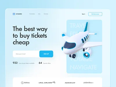 Aviasales Redesign Concept (Web UI) 3d air concept design fly landing plane sky travel ui ux web webdesign