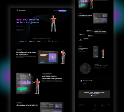 Guidelight Platform | Institutions dark education glassinfographic landing page ui