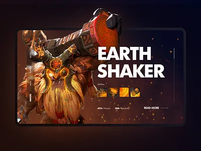 E-sports DOTA 2 HEROES Website UX/UI design dota dota2 e sport gaming landing page product shot sport ui ux web website