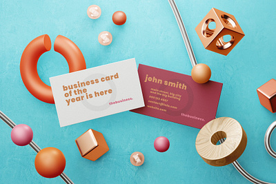 Modern Business Card Mock-Up Template 3d 3d text 80s animation branding business business card card mockup design designposter graphic design illustration logo logo text mockup modern motion graphics ui