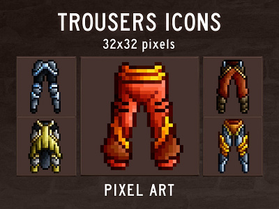 Trousers RPG Pixel Art Icons 2d game assets gamedev icon icons indie game pixelart rpg rpg icons