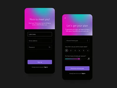 Fitness App Signup - Weekly UI 001 dailyui design design challenge mobile sign up signup ui ui ux ui design