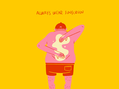 Always wear sunscreen back beach character design illustration skincare summer sun sunscreen uv