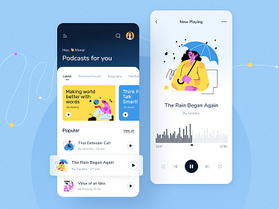 Podcast App Concept app app design clean design illustration ui ux