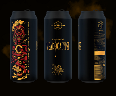 MEADOCALYPSE II alcohol apocalypse aztec bee beer can craft design illustration label mead package