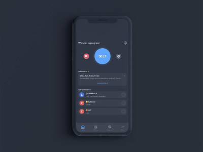 Weight lifting App mockup app dark fit minimal mobile progression theme ui ux