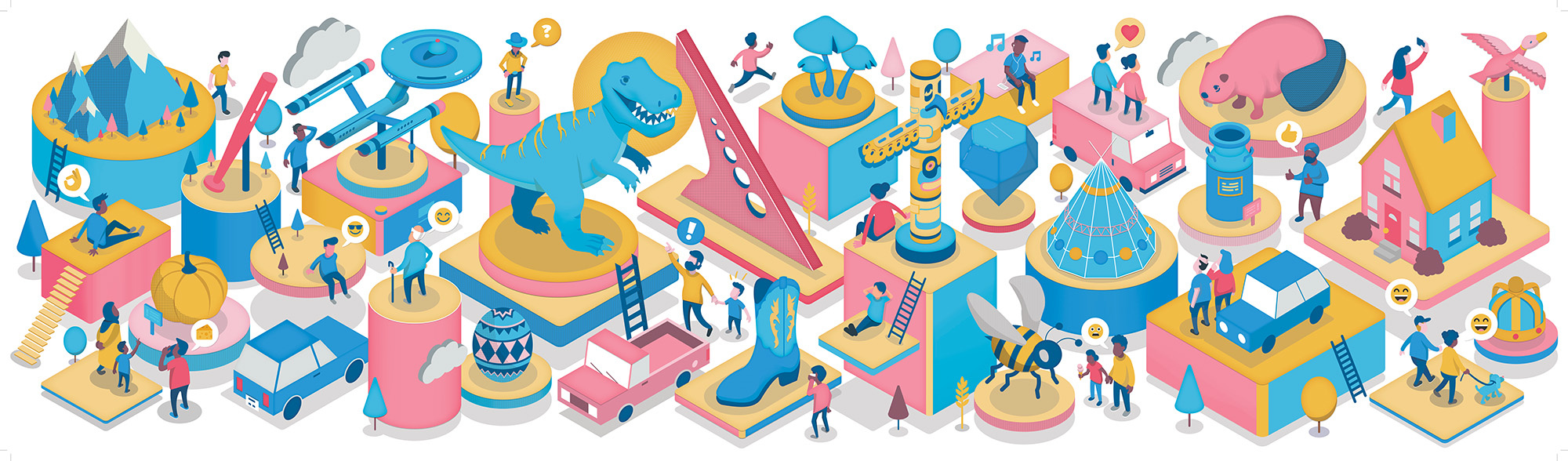 ATB Mural dino illustration isometric mural