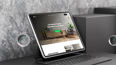 🏡 Hyrus | Full-Service Property Renovations 3d 3d render animation branding clean company graphic design green hero investors landing page modern real estate renovations startup ui white