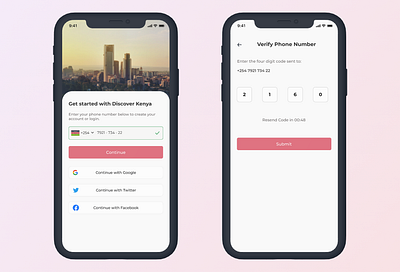 Registration/Login: Phone Number Verification for Discover Kenya authentication design kenya login mobile otp registration signup travel verification
