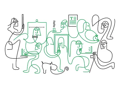 Creative people 2d artists characters communications designers illustration line art photographers stroke studio vector graphic