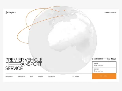 Web page for an elite shipment company | Lazarev. 3d animation cars design earth globe home international luxury motion graphics preloader service shipping transport ui vehicle web website