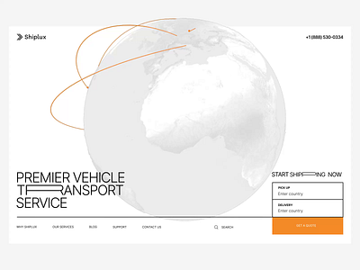 Web page for an elite shipment company | Lazarev. 3d animation cars design earth globe home international luxury motion graphics preloader service shipping transport ui vehicle web website
