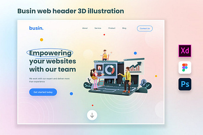 Busin - Web Development Bussines Header 3D 3d 3d animation 3d art 3d illustration animation app experience graphic design header illustration logo motion graphics team template ui uiux ux web website work