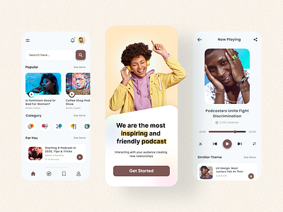 PodCast App Concept app app design branding clean concept creative dailyui design flat graphic design interface minimal mobile mobile ui podcast ui uidesign uiux ux