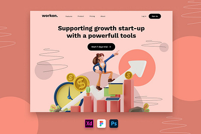 Web Header for Start-Up or Growing Company 3d 3d animation 3d art 3d character 3d illustration animation app branding company design graphic design grow header illustration logo motion graphics page startup ui web