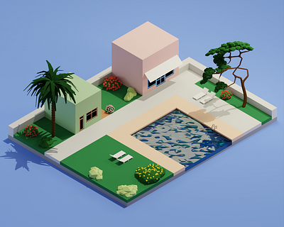 3D 'Pacific Breeze' by Hiroshi Nagai 3d blender blender render blender3d digital3d digitalart hiroshinagai low poly lowpoly lowpoly3d minimal modelling render retro vaporwave