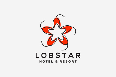 Lobstar Logo Design | Hotel and Resort best creative logo design fish graphic design hotel illustration lobster lobster logo logo designer minimalist logo monoline negative space resort restaurant logo seafood shrimp star top trending
